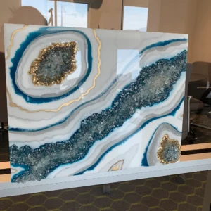 Fazzilet Geode Resin Painting, Large Geode Shape painting, Geode Agate Resin Art, Stone Crystal Painting ,Unique Resin Wall Art