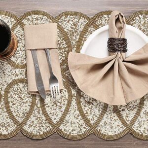 Gold outline Beaded Table Mat/Table Runner/Tableware/Placemat