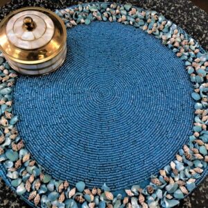 Aqua Beaded Table Mat Round