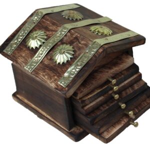 Wooden Antique Beautiful Miniature Hut Design Tea Coffee Coaster Set