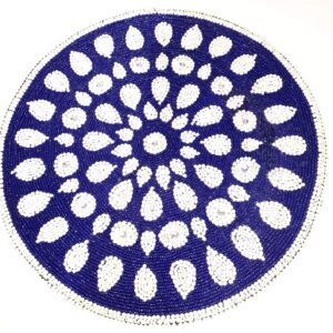 White floral - Beaded Placemats round for Gathering, Occasional decoration and Family Parties Celebrations