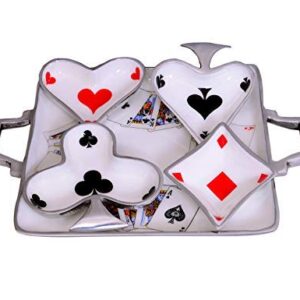 Metal Tray Playing Card Design with 4 Bowls