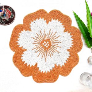 Fazzilet Handcrafted Beaded Round Table Mat - Flower shape