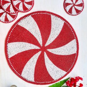 Fazzilet Handcrafted Beaded Round Table Mat - wheel design