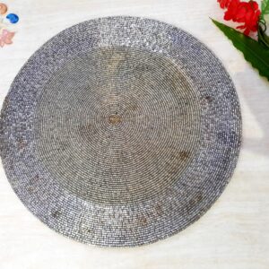 Fazzilet Handcrafted Beaded Round Table Mat - Grey