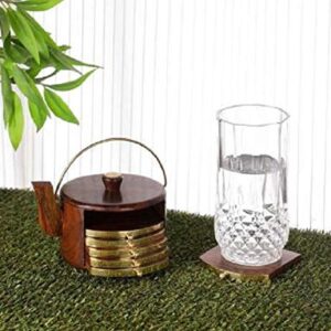 Fazzilet Sheesham Wood Kettle Shaped Coasters