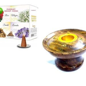 Free Dhoop /luban Cones in 4 fragrances with Round Wooden Shape Dhoop Batti/Incense and agarbatti Stand