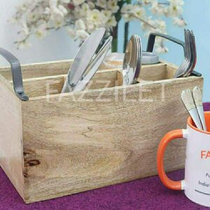 Fazzilet Wooden Spoon Multipurpose Cutlery Holder Stand with Tissue Rack for Dining Table