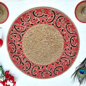 Fazzilet Handcrafted Beaded  And Sequence Round Table Mat