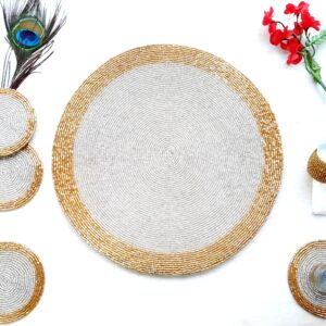 Fazzilet Handcrafted Beaded Round Table Mat - Elegant design