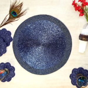 Fazzilet Handcrafted Beaded Round Table Mat - Plane design