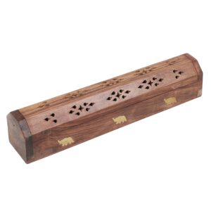 Sheesham Wooden and Brass Agarbati / Dhoop Box / Holder with Free dhoop Cones in 4 fragrances