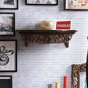 Hand Carved Wall Shelf (Brown)