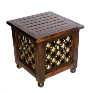 Sqaure Wooden Stool With Cabinet (12 x 12 x 12 inches)