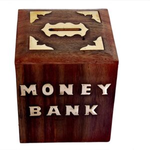 Handmade Wooden Square Shape/Money Bank/Piggy Bank/Coin Box