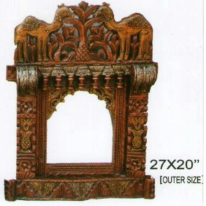 Wooden Double Camel Carved Dazzling Wall Hanging Jharoka - (27 x 20 inches)