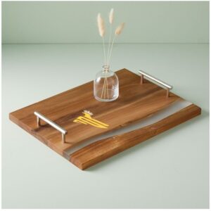 Fazzilet unique wooden epoxy platter with handles