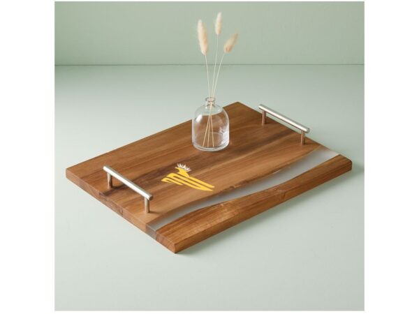 Fazzilet unique wooden epoxy platter with handles