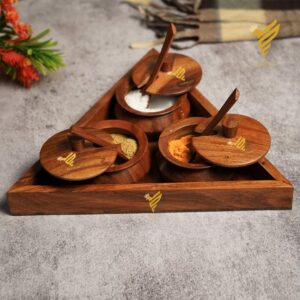 Fazzilet wooden washable spice container box jar unique round