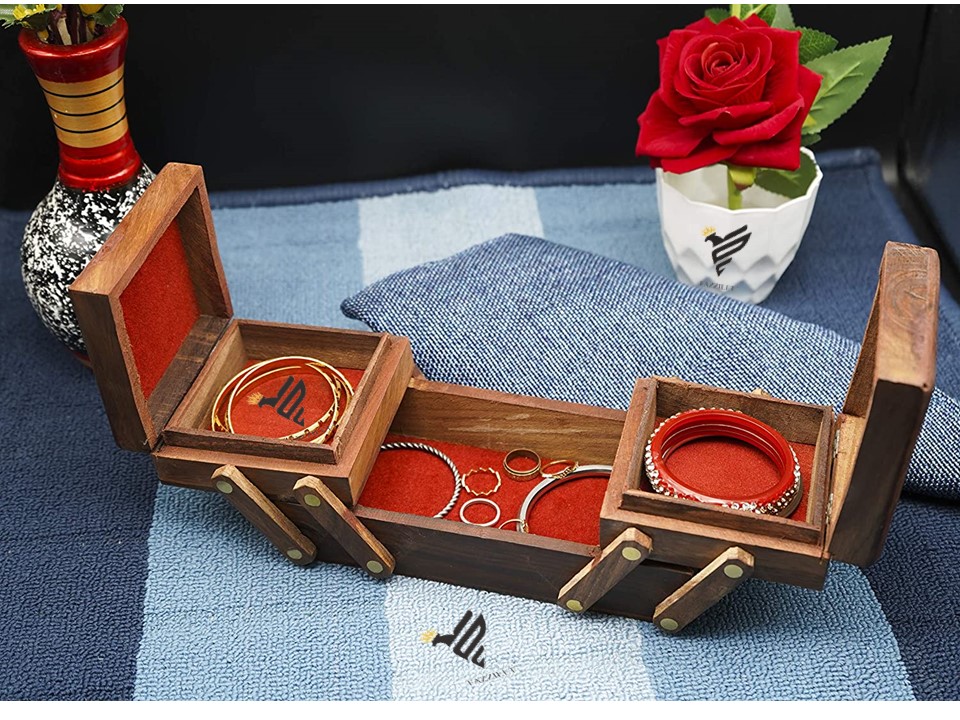 fazzilet wooden jewellery sliding box