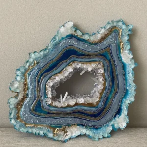 Fazzilet Geode Resin Painting, Large Geode Shape painting, Geode Agate Resin Art, Stone Crystal Painting ,Unique Resin Wall Art