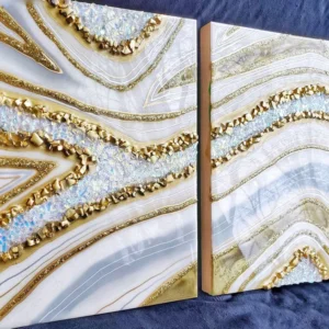 Fazzilet Gold & black Geode Art, Resin Wall Art, Above bed wall decor /Epoxy painting/3D art/ Crystal art/ epoxy resin art/ geode resin painting/ geode wall decor/modern art 3987