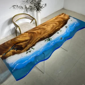 FAZZILET Handmade epoxy Dining table, Transparent Furniture Vivid Edge, Special Epoxy Wood Resin table, Home decoration, living room furniture Made-to-Order, Ocean Coffee Table,Epoxy Ocean Table,Office Desk,Dining Table,Bar Table,Luminous NIGHT GLOWING Table,Home Decor,Express Shipping