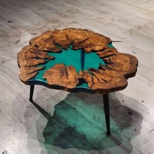 Fazzilet Epoxy Free Edges Sea Green Table - Natural Finish