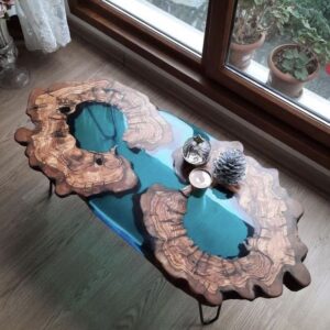Fazzilet Epoxy Free Edges Table - Double Log Design